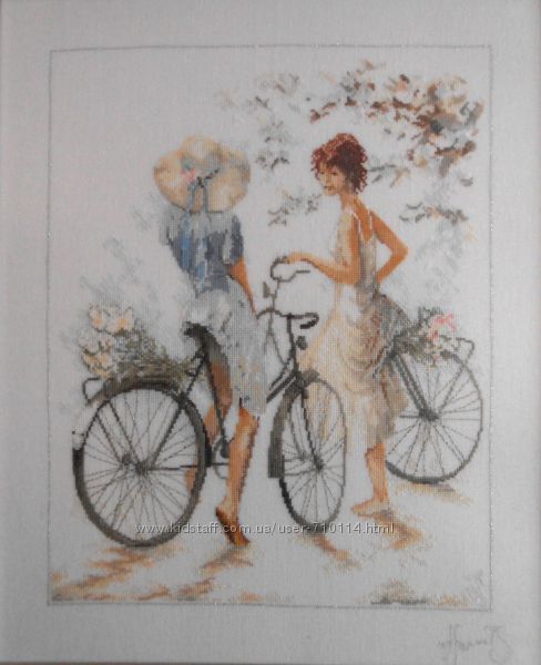 Вышитая картина крестиком Велосипедистки Lanarte.