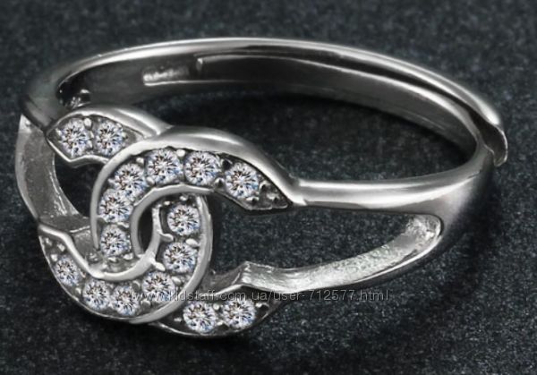 кольцо Шанель серебро 925 проба цирконы