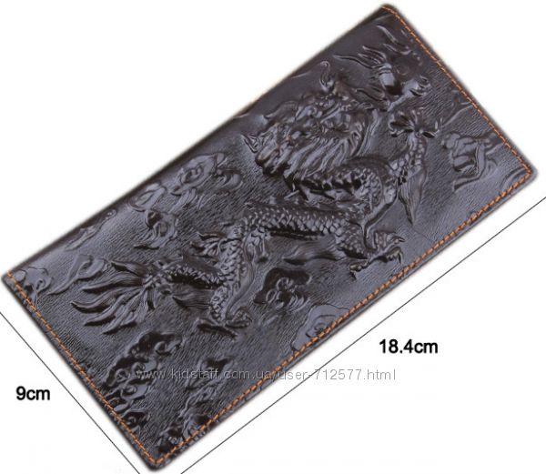  Кошелёк мужской дракон натуральная кожа бумажник портмоне
