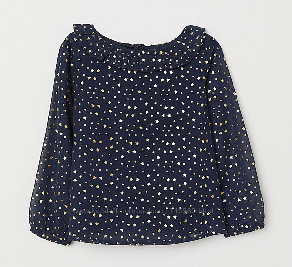 Нарядная блузка H&M, золотые звездочки, размер 6-7, 7-8 лет