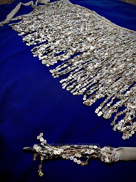 Накидка на пояс. Срібні паєтки Спідниця Східні танці