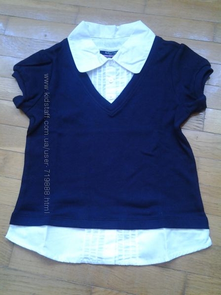 Очаровательная рубашка-обманка для девочки от Nautica можно для школы