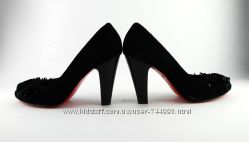 Элегантные женские черные туфли из натуральной замши Posioit 38 размер