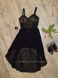 Праздничное черное платье-сарафан Cotton club-10р.