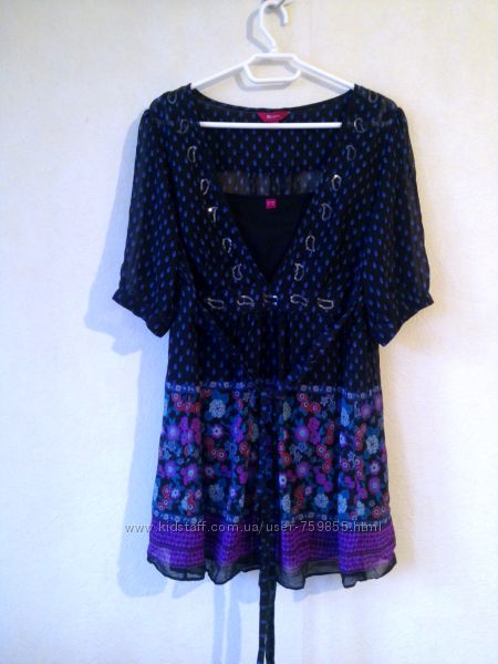 Новая шикарная шелковая блуза-туника Moonsoon 18 UK 