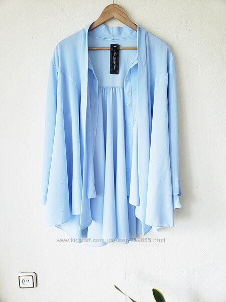 Италия. Новая текстурированная удлиненная блуза оверсайз