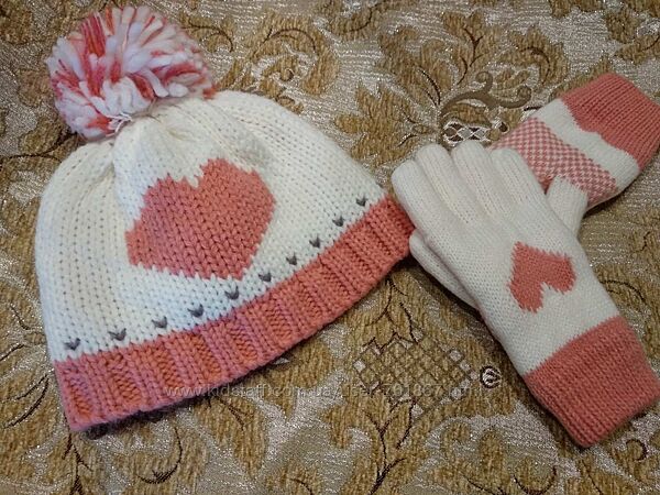 Комплект шапка, рукавички 45-47см 1-3г ONLY для дівчинки зима демі