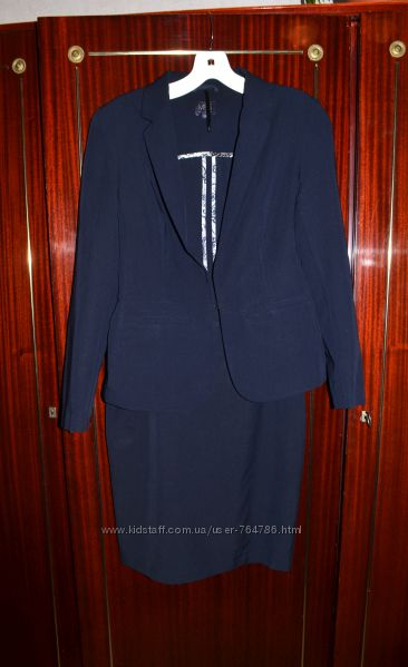 Классический костюм Marks&Spencer, жакет, пиджак, юбка, размер 8-10