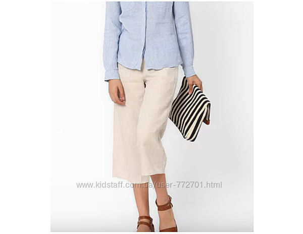 Модные укороченные летние брюки, лен, Marks&Spencer Blue harbor. S