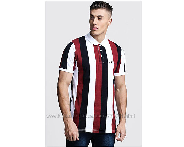 Крутая футболка поло в полоску от Boohoo man. L