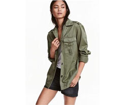 Модная, хлопковая куртка рубашка под джинс, цвета хаки, от H&M. S