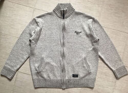 Батал. Шикарный теплый кардиган кофта с шерстью, на молнии, Hamnett Gold. XL