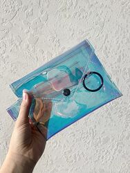Женская силиконовая поясная сумка на пояс полупрозрачная перламутровая