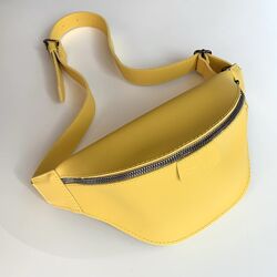 Жіноча бананка поясна сумка бронзова жовта чорна бежева пудрова срібляста