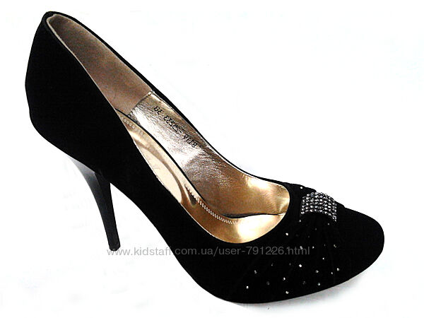 туфли замшевые в черном цвете, каблук шпилька