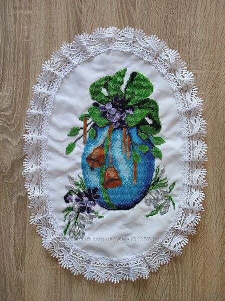 Великодній рушник накидка на кошик, хендмейд. Ручна робота бісер