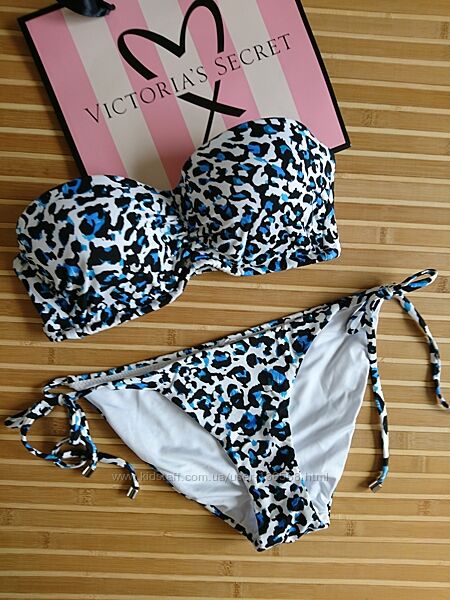 Распродажа Купальник бандо 32В 34В леопард оригинал Victorias Secret