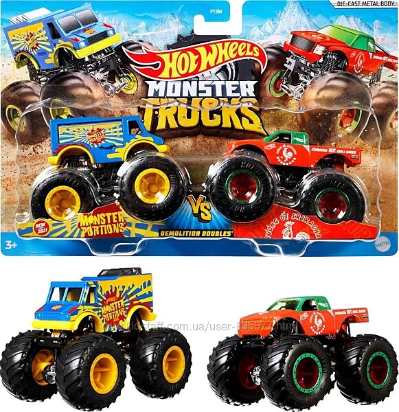 Набір машин Hot Wheels Monster Trucks Demolition Doubles 1 64 монстр трек