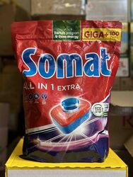 Акція Somat all-in-one extra - 100шт. Tаблетки для посудомийних машин сомат