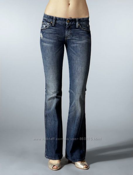 Новые джинсы клеш синие рваные W31 L34 7 For All Mankind &acuteHavana&acute