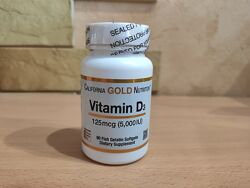 California Gold Nutrition, вітамін D3, 125 мг 5000 МО, 90 капсул