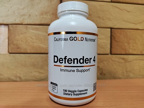 California gold nutrition, , Defender 4, для імунітету 180 капсул