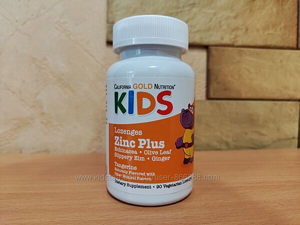 California Gold Zinc Plus, пастилки із цинком для дітей 90 пастилок