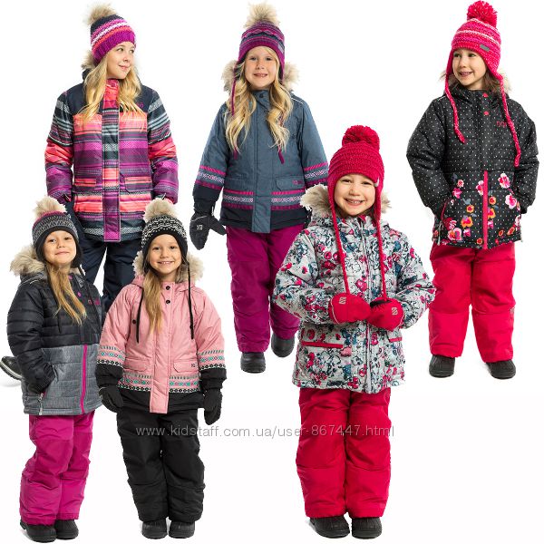 Детские зимние комбинезоны для девочек бренд НАНО NANO Канада термо до - 30