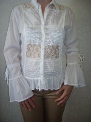 Шикарная белая батистовая блуза