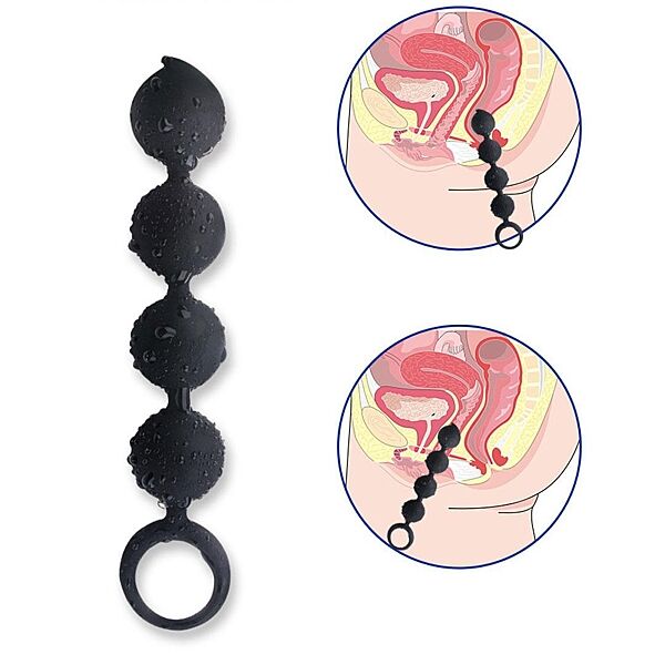 Анальные бусы шарики 15 см черного цвета силикон