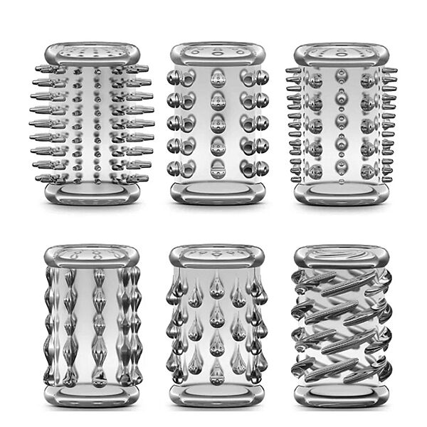 Кольца на член набор 6 шт, эректильные кольца с разным рельефом шариками усиками