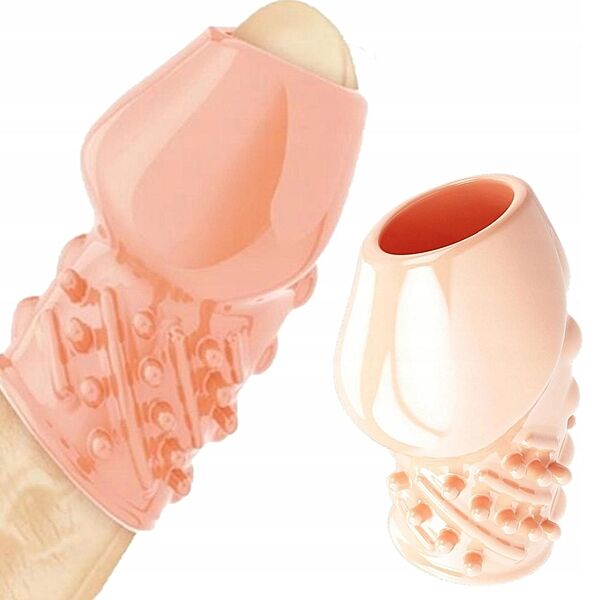 Насадка на головку пениса телесного цвета с открытой головкой и рельефом для дополнительной стимуляции