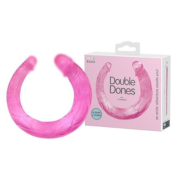 Двухсторонний фаллоимитатор 42 см изогнутый фалос Faloimitator Double Dones Dildo Pink
