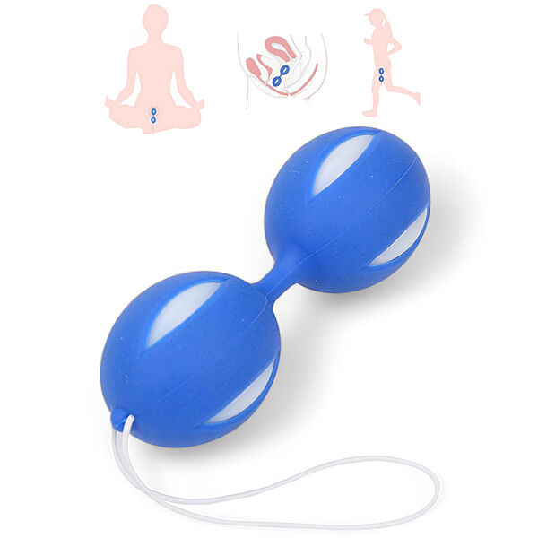 Вагинальные шарики Кегеля без вибрации двойные шарики без нити силиконовые Синего цвета Blue Vaginal Ball