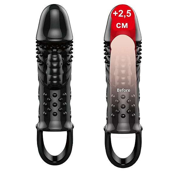 Насадка на член с вибрацией увеличение члена на 2,5 см насадка Penis Sleeve CECELIA черного цвета
