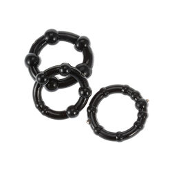 Эрекционное кольцо набор 3 шт, кольцо на член эрекция с шариками черного цвета разного размера