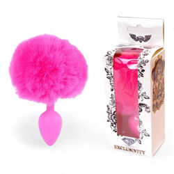 Анальная пробка для начинающих силикон заячий хвостик бубон розового цвета Анальныйхвост