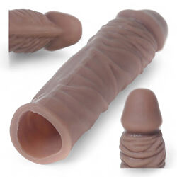 Насадка на член телесного цвета увеличение длины пениса на 4 см удлинитель на член Perfect Sleeve Mulatto