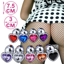 Анальная пробка металлическая с камнем в форме сердечка игрушка для анального секса анальное украшение