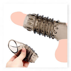 Насадка на пенис рельефная на мошонку с открытой головкой с ребрами и точками для стимуляции