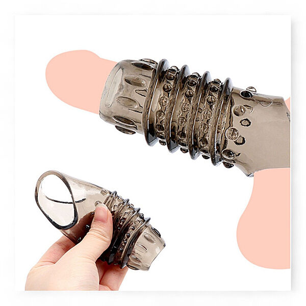 Насадка на пенис рельефная на мошонку с открытой головкой с ребрами и точками для стимуляции