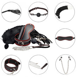 БДСМ-набор 7 в 1 Наборы BDSM черного цвета качественный садо-мазо комплект Wild Play