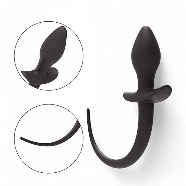 Анальная пробка собачий хвост черного цвета из медицинского силикона Anal Plug Dog Tail