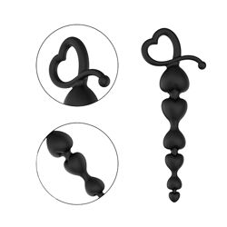 Анальные шарики бусы анальные связка черного цвета из медицинского силикона Anal Plug Erospace