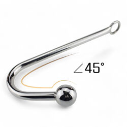 Анальный крюк из метала с шариком на конце и кольцом под веревку, Анальная игрушка
