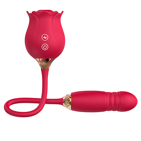 Вакуумный вибратор 2в1 со стимулятором клитора и вибратор с поступательными движениями Telescopic Vibrator