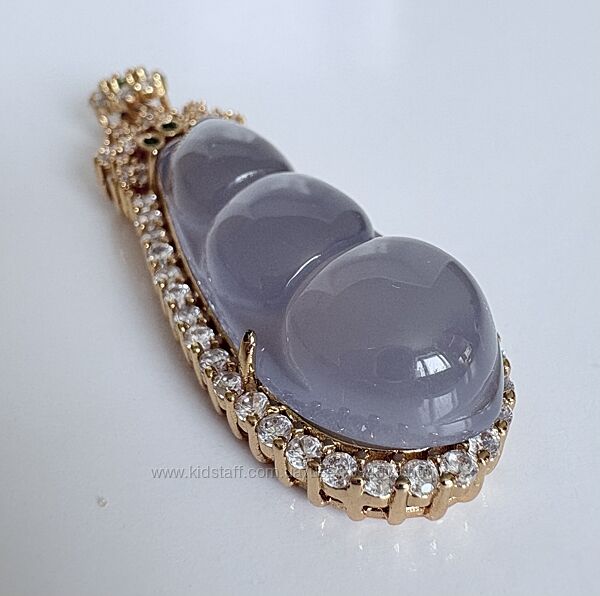 Кулон с лавандовым халцедоном индийским агат в форме тыквы