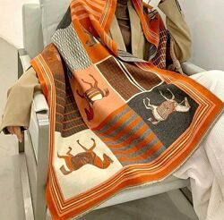 Палантин шаль искусственный кашемир Hermes