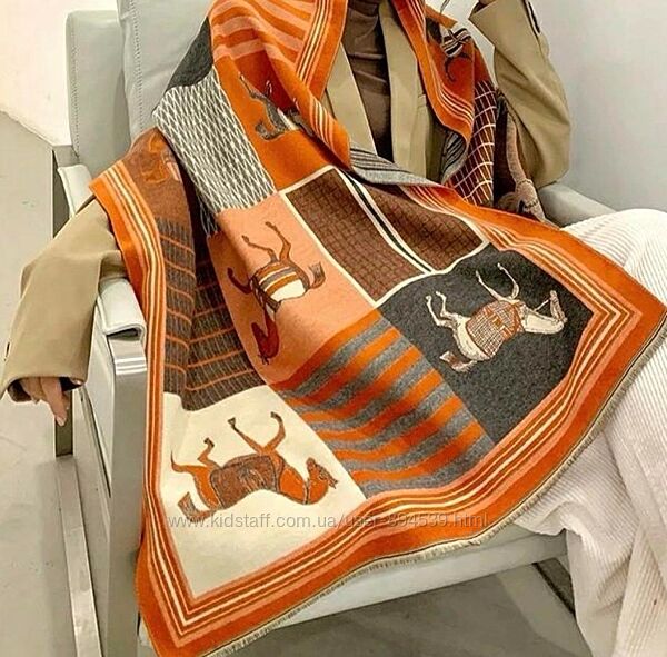 Палантин шаль искусственный кашемир Hermes