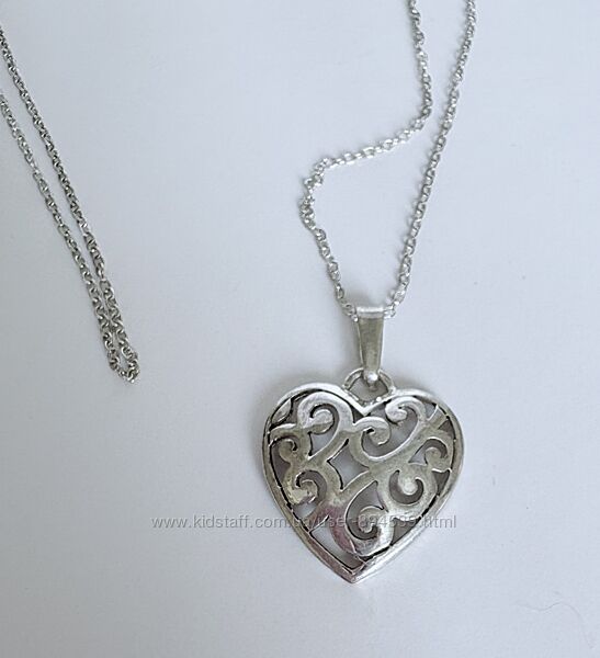 Серебряный кулон сердце с цепочкой винтаж Таиланд